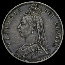 1887 Queen Victoria Jubilee Head Silver Half Crown, GVF+