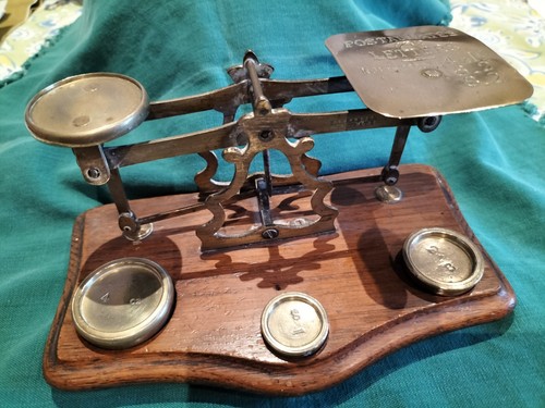 Antique brass postal scales - postal,