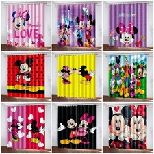 Kids Mickey Mouse & Minnie Pair Thick Blackout Curtains Thermal Ring Top Eyelet