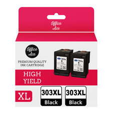 Refilled HP 303XL Black Ink x2