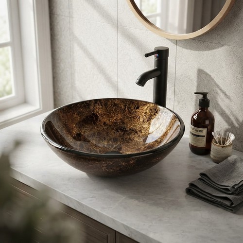 Stylish round glass vessel - stylish,