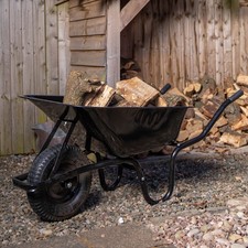 90 Litre 150kg Capacity Heavy Duty Outdoor Galvanised Garden Wheelbarrow Black