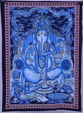 Indian Lord Ganesha Tapestry Throw Decor Bedcover Hippie God Wall Hanging 40*28"