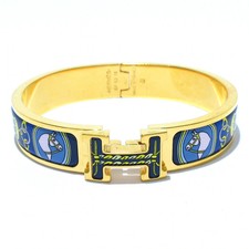 Auth HERMES Clic H - Gold Blue Multi Hardware Bangle