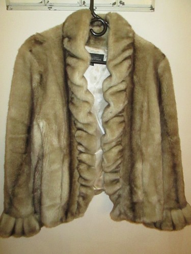 Mink faux fur jacket ruffles - jacket,