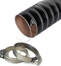 Black Flexible Silicone Air Ducting Hose Cold Car Engine Intake Braking 2 Clips