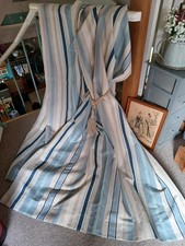 Pair of Laura Ashley Lined Curtains Awning Stripe in Seaspray