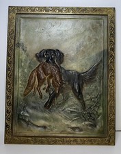 ANTIQUE BRADLEY & HUBBARD CAST IRON DOG FOX FOREST HUNTING ART PLAQUE PAINTING