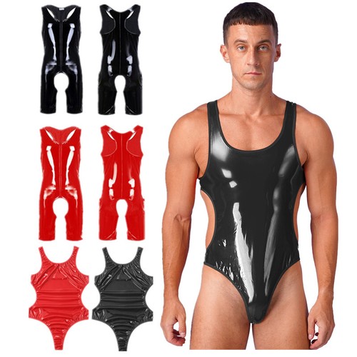 Men shiny wet look - men's, catsuit