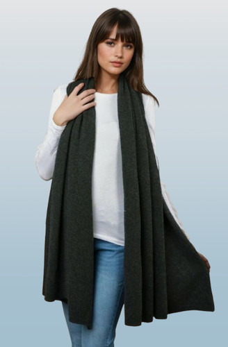 Cashmere charcoal scarf thick - charcoal,