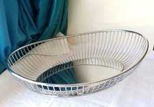 Alfra Alessi Oval Wire Bowl Vintage Bread Fruit Stainless Steel MCM Italy