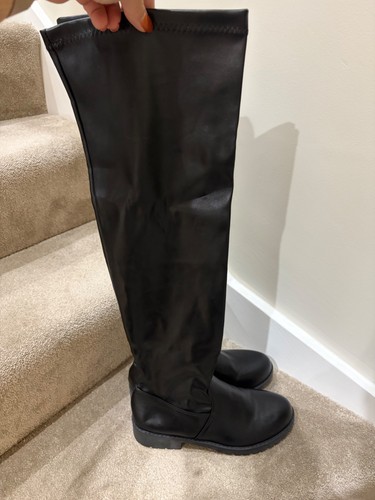 Black faux leather - black, thigh