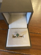 Emerald and diamond 9ct gold ring with certificate of authenticity