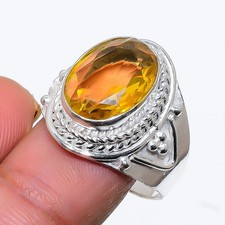 Yellow Citrine Gemstone Handmade 925 Sterling Silver All Size Ring For Gift