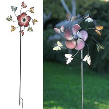 Metal Garden Windmill Mobile Butterfly Spike Outdoor Decoration Path WindSpinner
