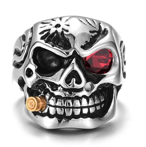 Biker skull ring gothic - gothic, punk