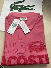 New : LACOSTE Men's Pink Polo T-Shirt, Lacoste Size 7, UK XXL ; Chest  50" : New