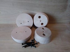4x BUN FEET, REPLACEMENT FURNITURE LEGS/FEET,  BEECH - SOFA, CHAIRS, 