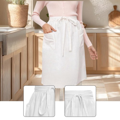 White long half apron bright - half,