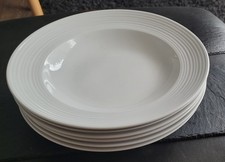 6 MARKS & SPENCER M&S WHITE ROCCO RIMMED LARGE PASTA BOWLS