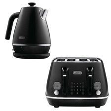Delonghi Distinta X 1.7L Electric Jug Kettle And 4 Slice Toaster Set 3000W Black