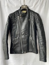 vintage LEWIS LEATHERS biker leather jacket motorcycle zips black 34-36 S pads