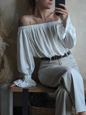 H&M White Satin Off The