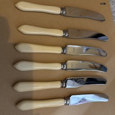 6 x Buss & Sons Dinner Knives Stainless Steel Faux Bone Handle