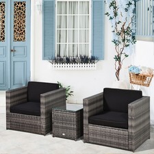 3Pcs Patio 2 Seater Rattan