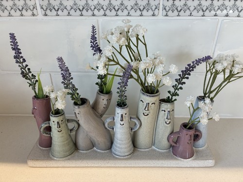 Petite pottery faces glazed - pottery,