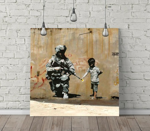 Banksy soldier and - boy, square