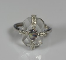 Australian Solid Black Opal Ring Adjustable  Party Gemstone Oval Cocktail Fire