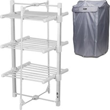 GlamHaus Electric Heated Clothes Airer Dryer Rack Aluminium with Cover Indoor