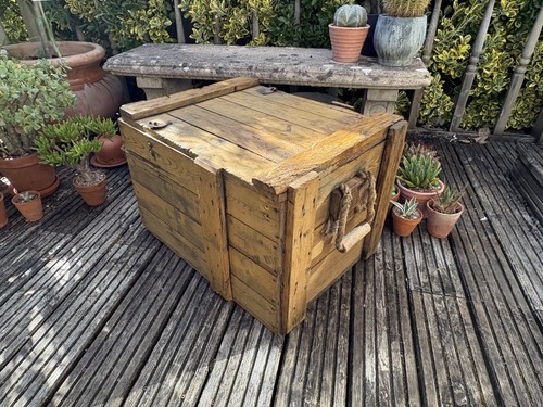 Antique pine storage trunk - storage,