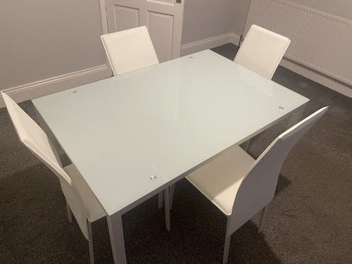 Dinning table and four white - dinning,