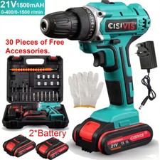 2 Battery 21V Cordless Drill Combi Driver High Power Electric Screwdriver Set UK