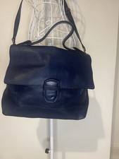 Massimo Dutti Women's Navy Blue Leather  Handbag , Pre Owned , VGC