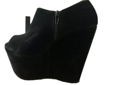 KOI Couture Ladies High Heels Black Suede Pu Shoes Open Toe