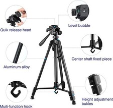 Elikliv Tripod for Laser Level/Phone/Camera 360° 180° Ball Head 1/4" Screw 143cm