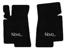 NEW! BLACK FLOOR MATS 1968 - 1974 Chevy II Nova Embroidered Logo Silver set of 2