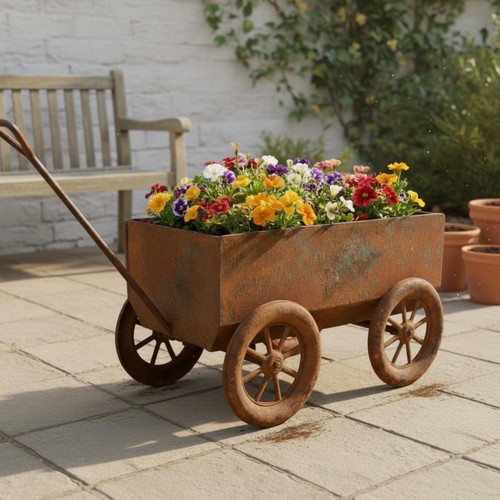 Wheelbarrow planter rustic - wheelbarrow,