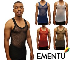 Mens Premium Mesh Vest 100% Cotton Fishnet String Muscle Tank Top Sizes S-3XL