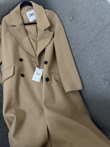 Zara camel long coat - size, s