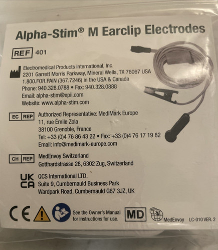 Alphastim earclip electrodes - m,