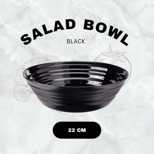 Black serving salad bowl - salad,
