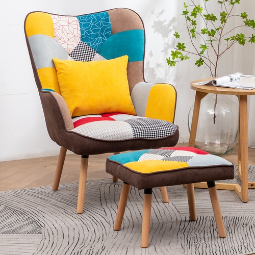 Accent armchair with footstool - armchair,