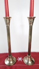Vintage Inspired Brass Corinthian Column Candlesticks Heavy Tall Christmas