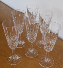 6 x Waterford 'Lismore' Pattern Lead Crystal Champagne Flutes  - 18.5 cm Tall