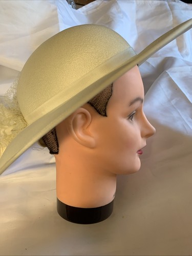 Vintage cream wedding hat - vintage,