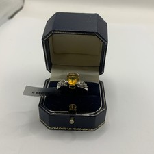 Gemporia Sterling Silver Golden Fluorite And White Topaz Ring Size R 1/2